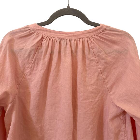 J. CREW Linen Cabana Long Sleeve Top in "Peach Clay" Pink Size Small - Picture 9 of 12